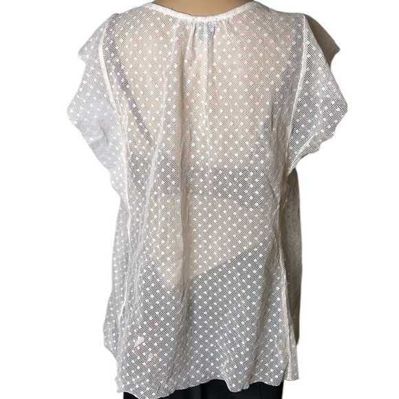 Aerie cream,sheer,cap flutter sleeve,cotton blend,tassels
Boho,feminine,romantic - Picture 3 of 13